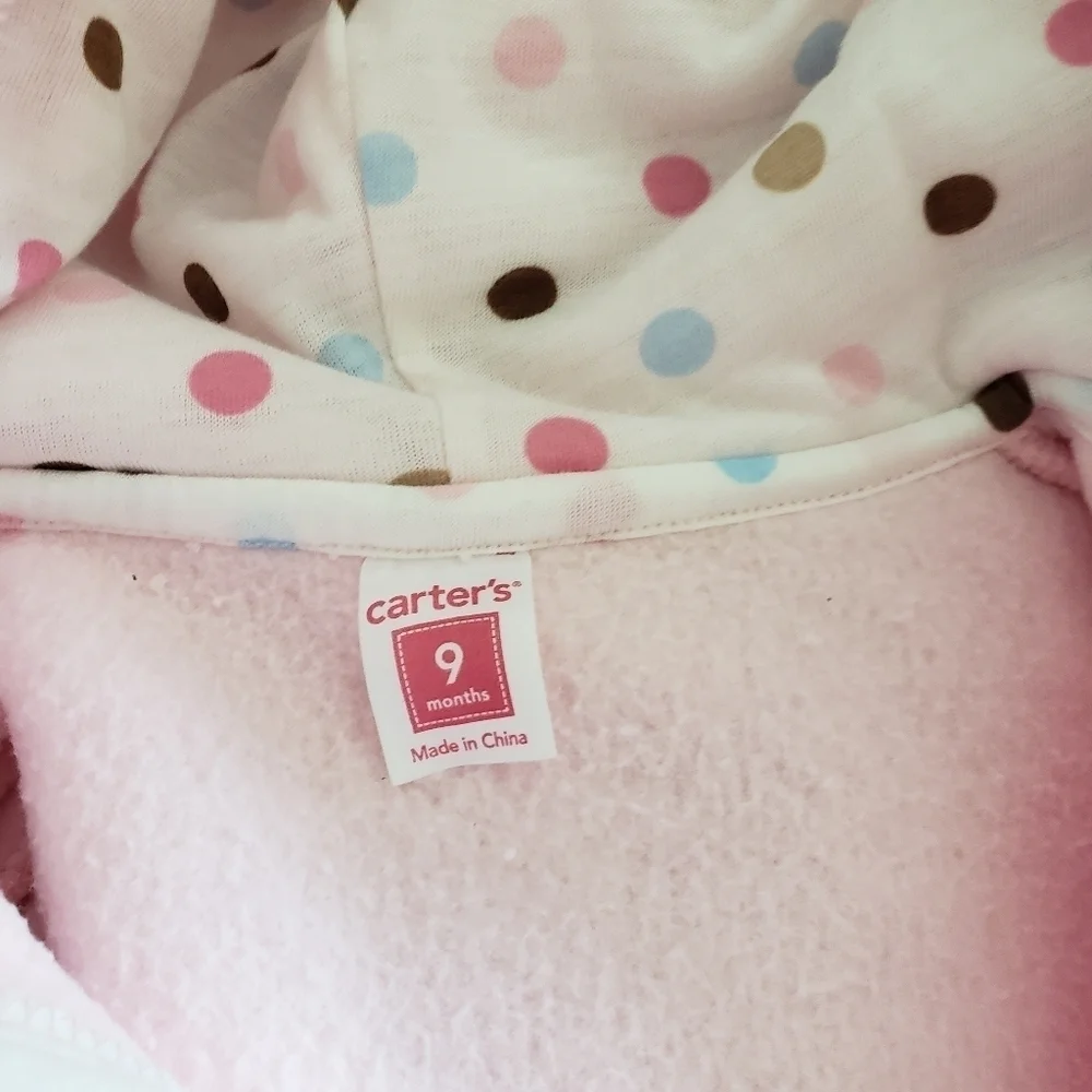 Carter's Pink Bunny Fleece Outfit Winter Hooded 9